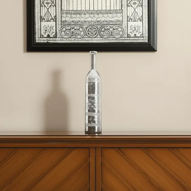 25" Silver Floral Bud Glass Table Vase