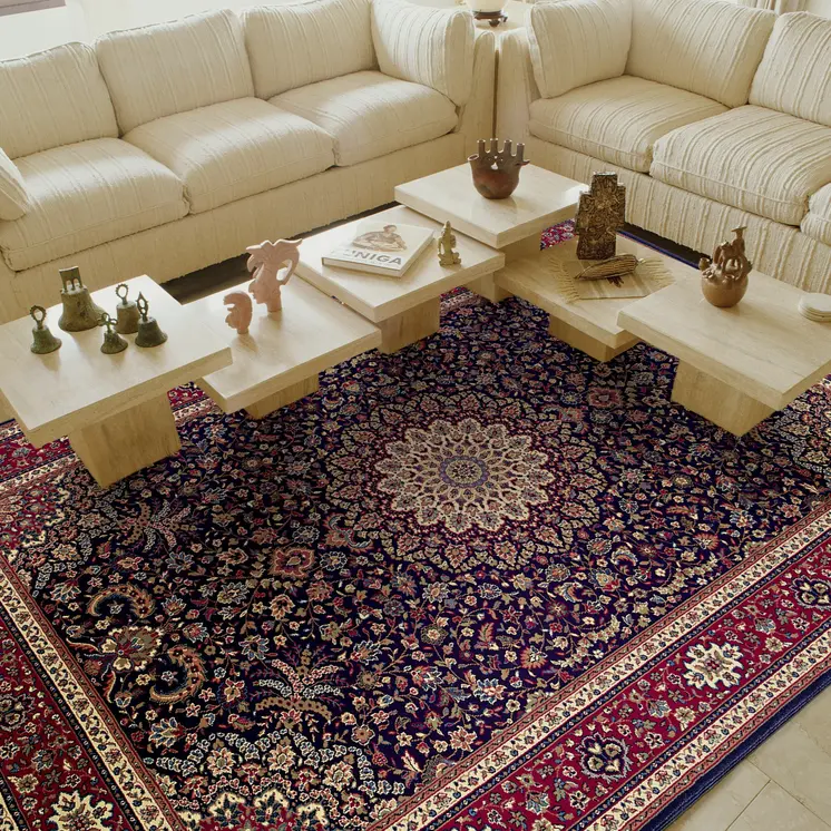 4' X 6' Blue Red and Ivory Oriental Area Rug