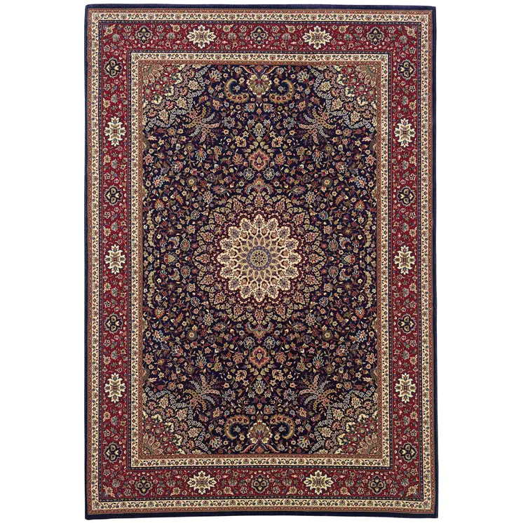 8' X 11' Blue And Red Oriental Area Rug