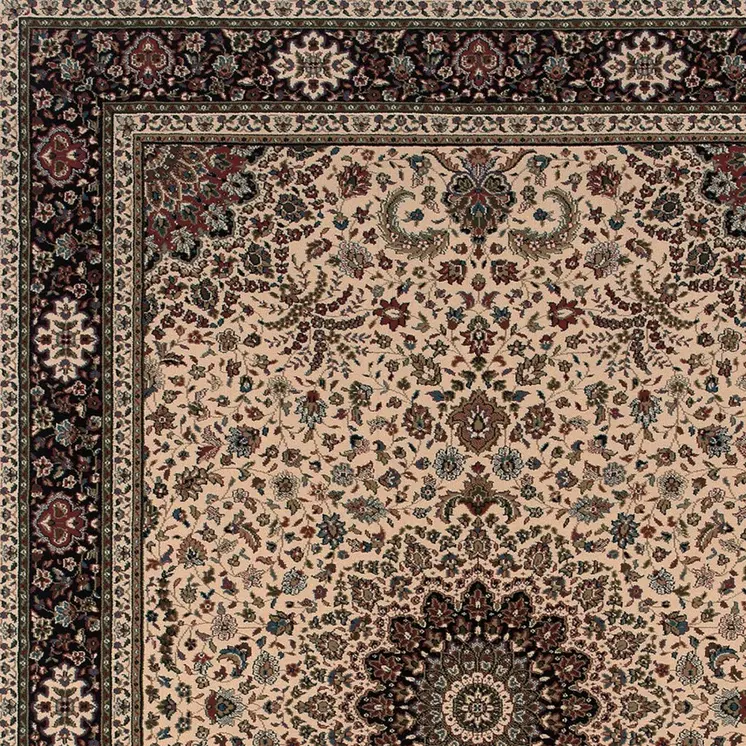 10' X 13' Ivory And Black Oriental Area Rug