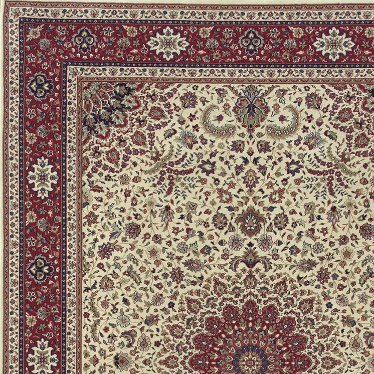10' X 13' Ivory And Red Oriental Area Rug