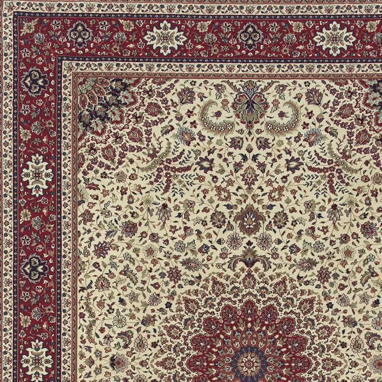 5' X 8' Ivory And Red Oriental Area Rug