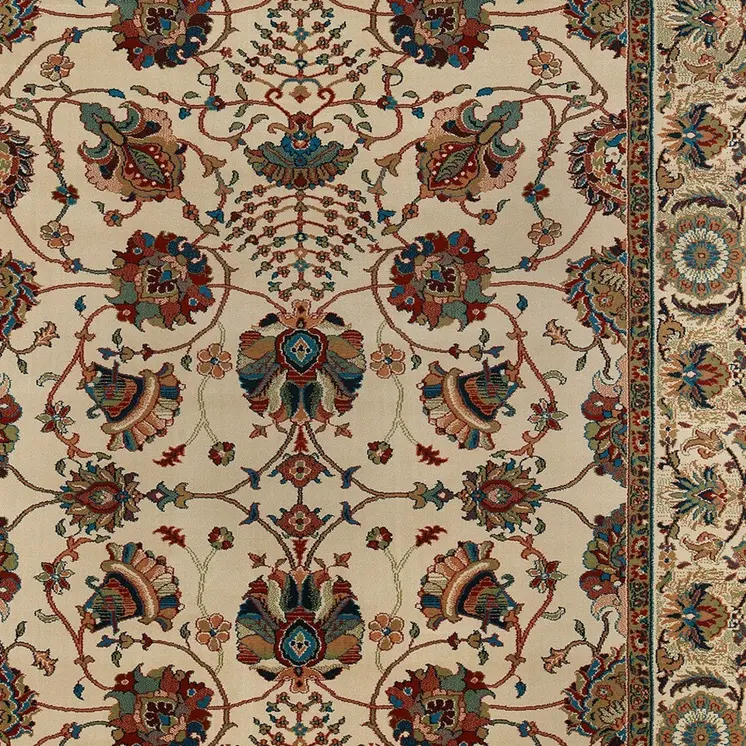 5' X 8' Ivory And Red Floral Area Rug