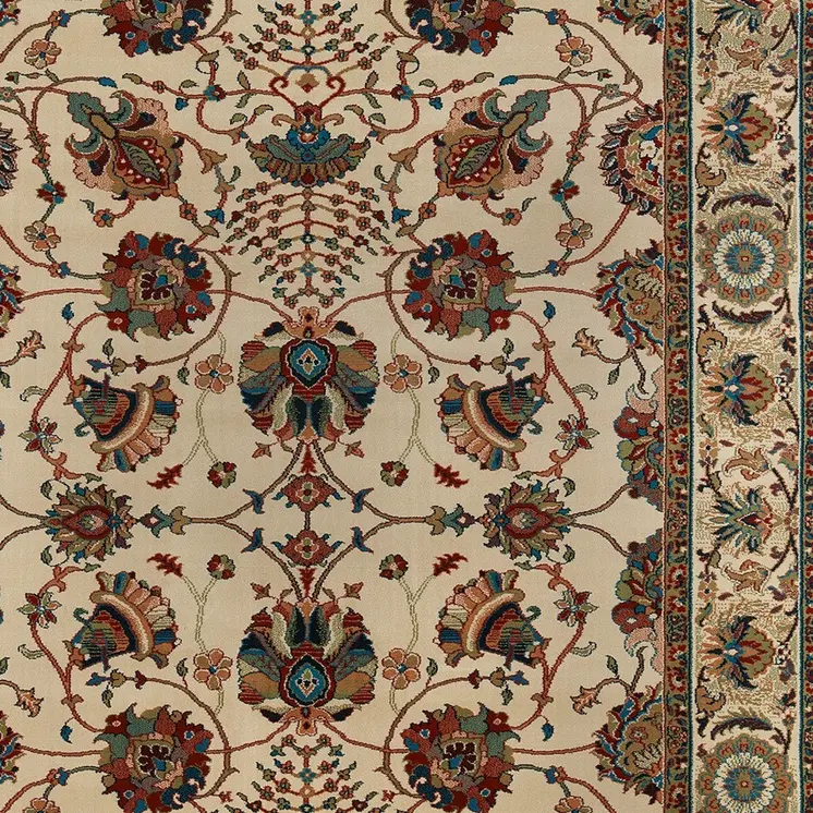 8' X 11' Ivory And Red Floral Area Rug
