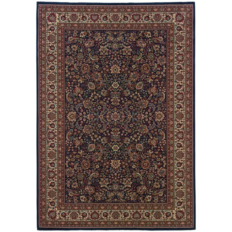 4' X 6' Blue Red and Ivory Oriental Area Rug