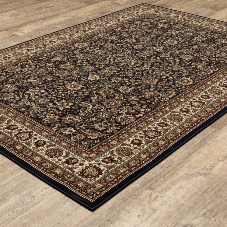 4' X 6' Blue Red and Ivory Oriental Area Rug