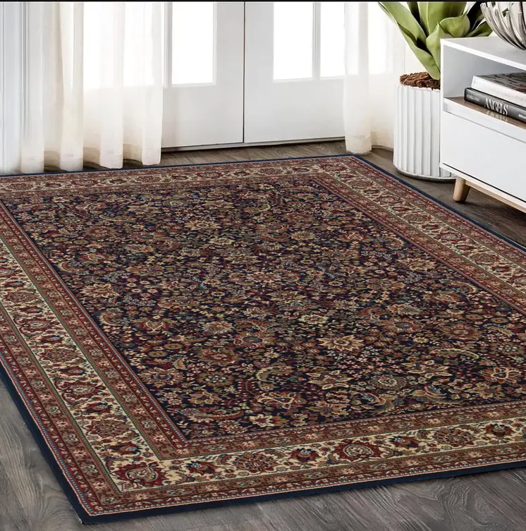 5' X 8' Blue And Red Oriental Area Rug
