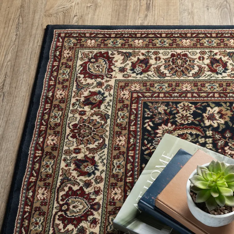 7' X 10' Blue And Red Oriental Area Rug