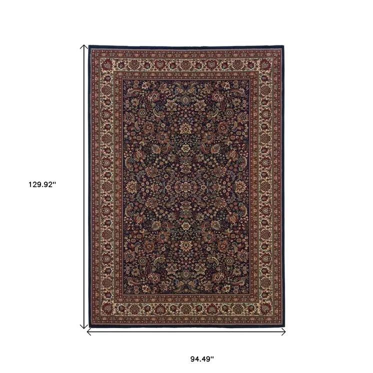 8' X 11' Blue And Red Oriental Area Rug