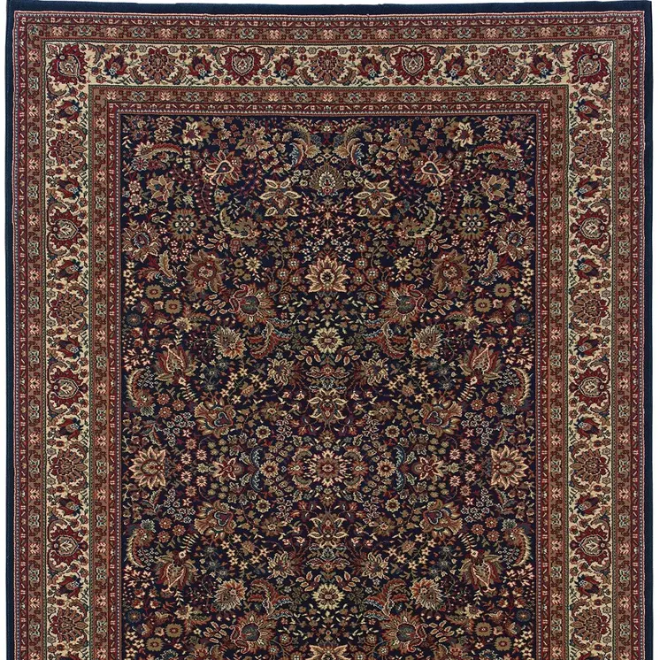 8' X 11' Blue And Red Oriental Area Rug