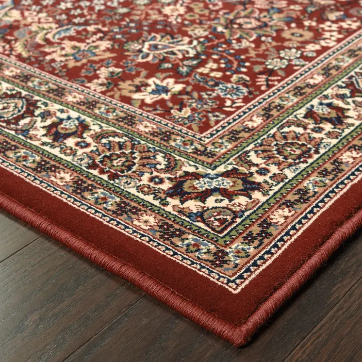 10' X 13' Red And Ivory Oriental Area Rug