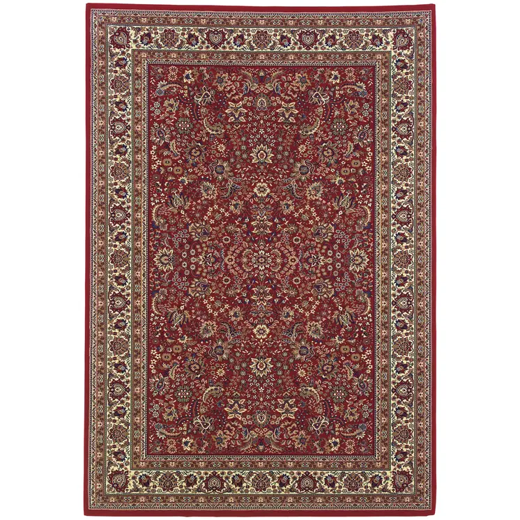 10' X 13' Red And Ivory Oriental Area Rug