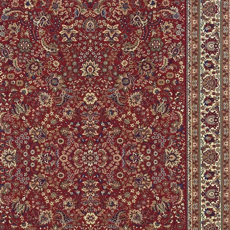 7' X 10' Red And Ivory Oriental Area Rug