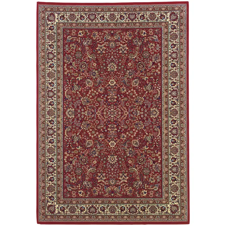 8' X 11' Red And Ivory Oriental Area Rug