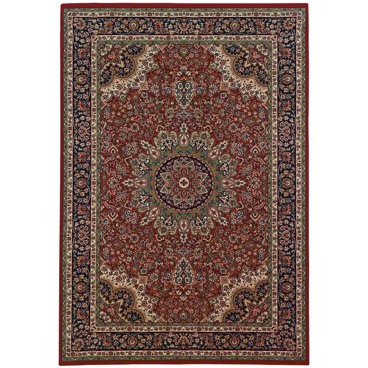 5' X 8' Red And Blue Oriental Area Rug