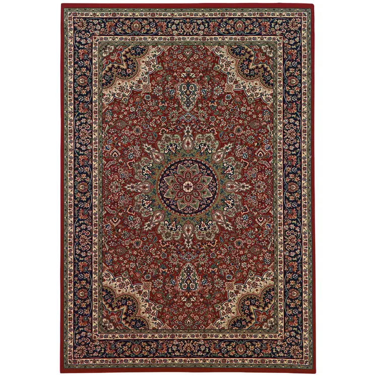 10' X 13' Red And Blue Oriental Area Rug