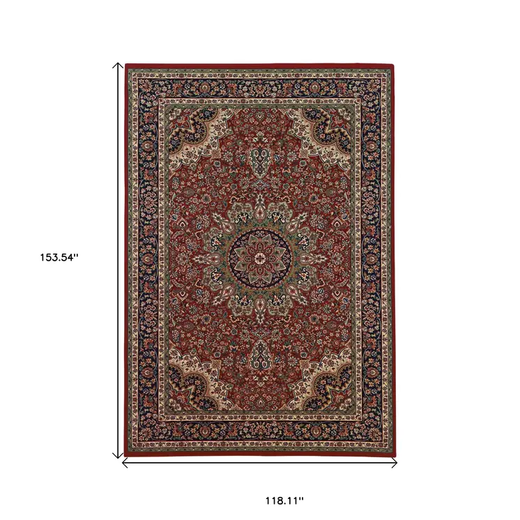 10' X 13' Red And Blue Oriental Area Rug