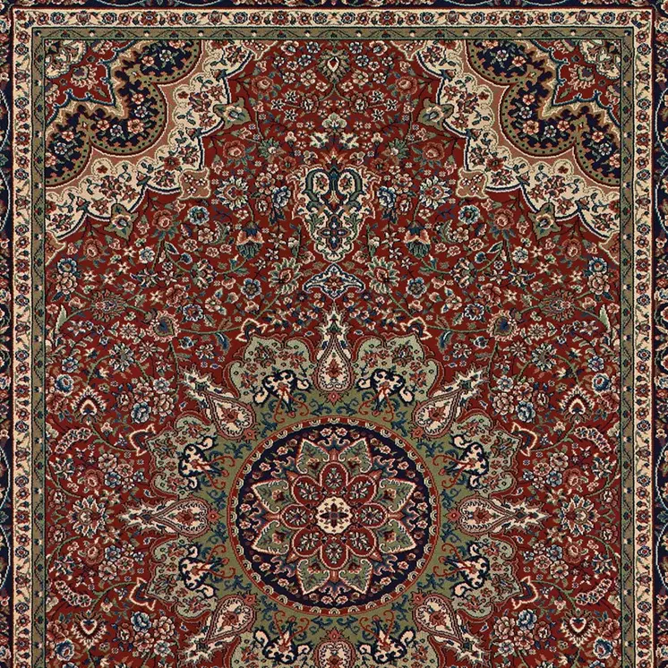 4' X 6' Ivory Red and Blue Oriental Area Rug