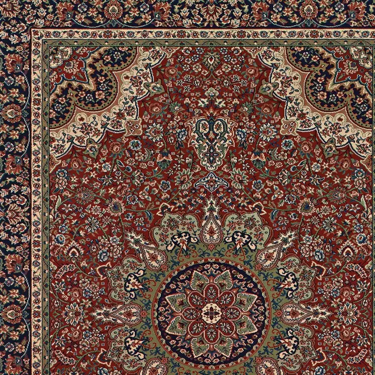 7' X 10' Red And Blue Oriental Area Rug