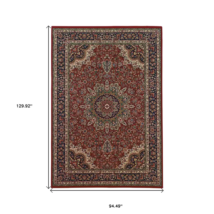 8' X 11' Red And Blue Oriental Area Rug
