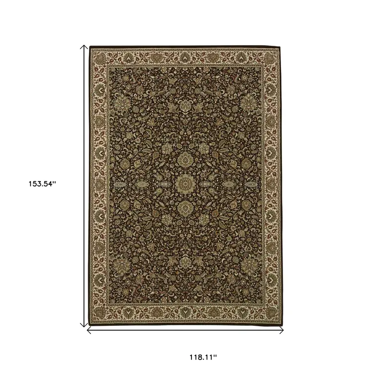 10' X 13' Brown Oriental Area Rug