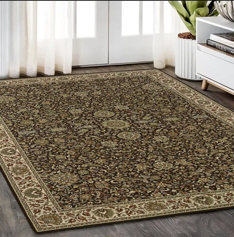 5' X 8' Brown And Ivory Oriental Area Rug