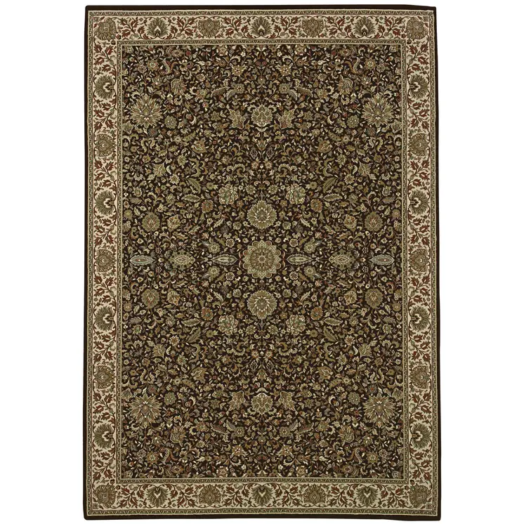8' X 11' Brown And Ivory Oriental Area Rug
