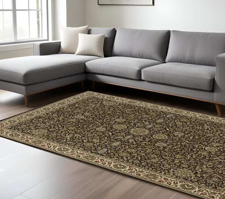 8' X 11' Brown And Ivory Oriental Area Rug