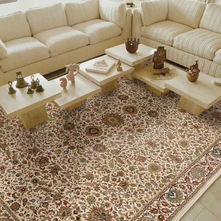 10' X 13' Ivory And Green Oriental Area Rug