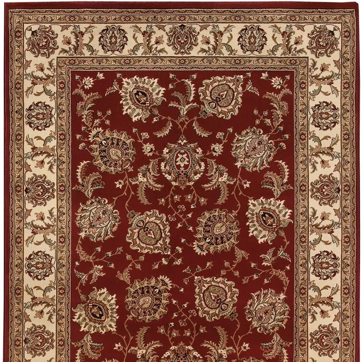 4' X 6' Ivory and Red Oriental Area Rug