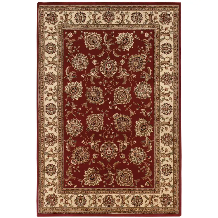 4' X 6' Ivory and Red Oriental Area Rug