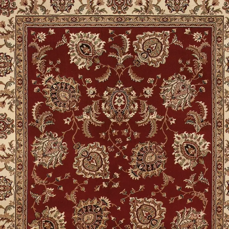 5' X 8' Red And Ivory Oriental Area Rug