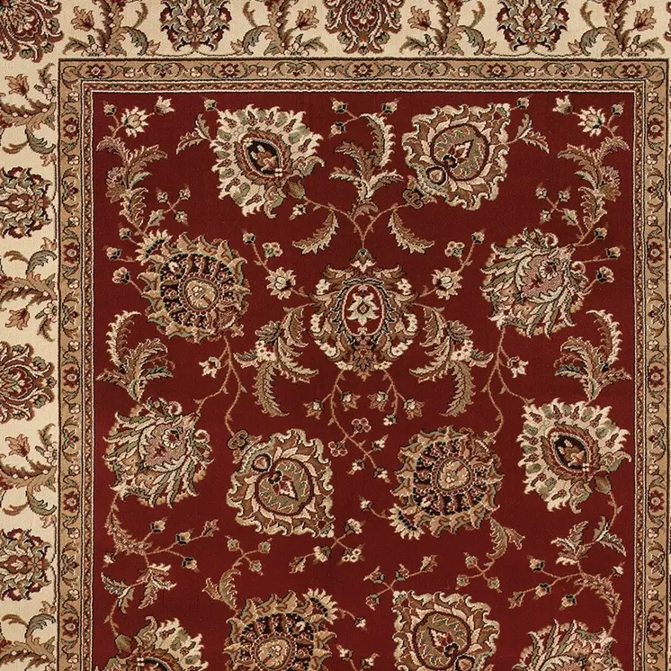 7' X 10' Red And Ivory Oriental Area Rug