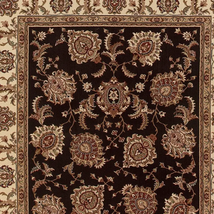 4' X 6' Dark Brown and Ivory Oriental Area Rug
