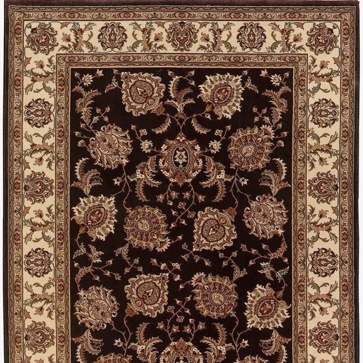 4' X 6' Dark Brown and Ivory Oriental Area Rug