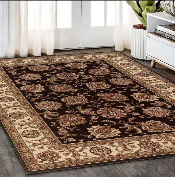 5' X 8' Brown And Ivory Oriental Area Rug