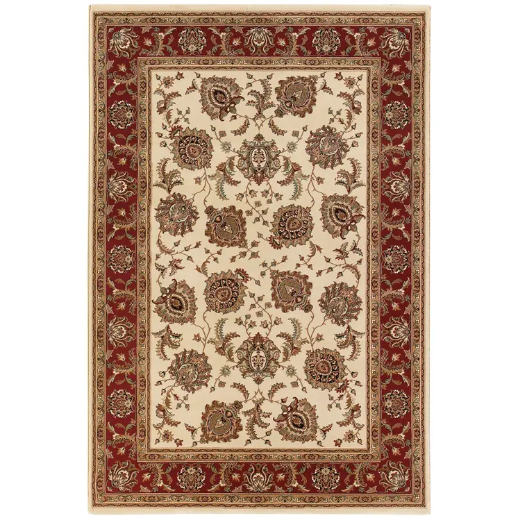 4' X 6' Ivory and Red Oriental Area Rug