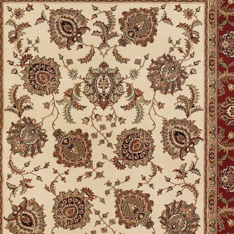 4' X 6' Ivory and Red Oriental Area Rug