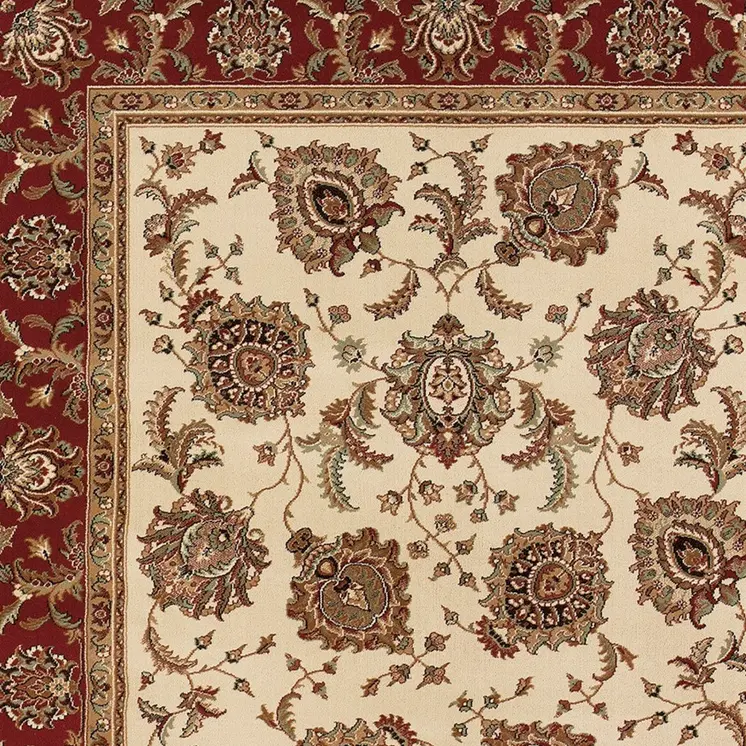 8' X 11' Ivory And Red Oriental Area Rug