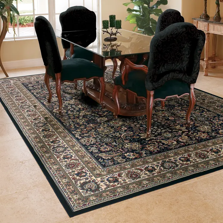 5' X 8' Black And Ivory Oriental Area Rug