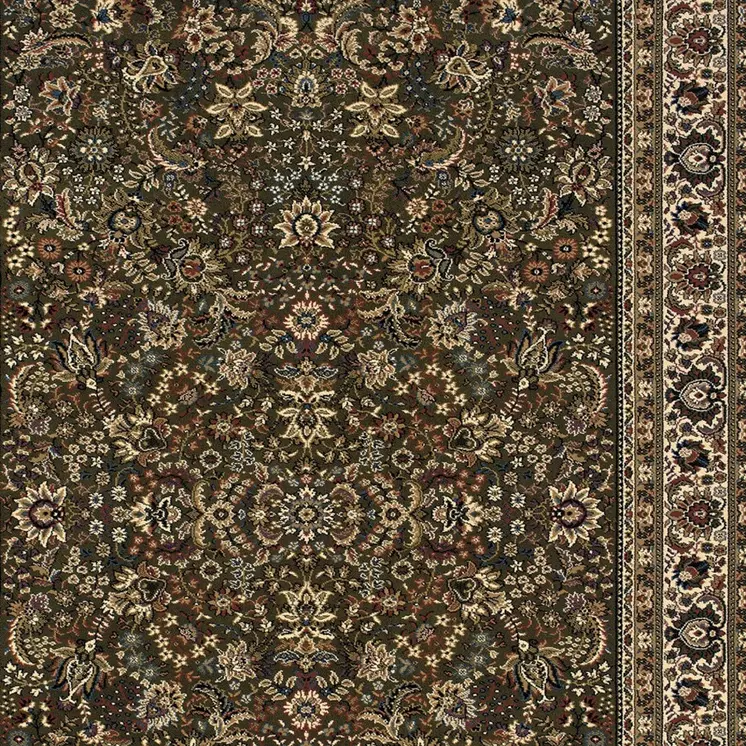 10' X 13' Green And Ivory Oriental Area Rug