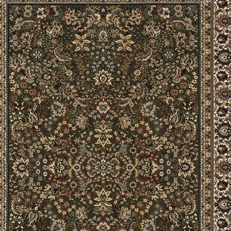 4' X 6' Green Black And Ivory Oriental Area Rug