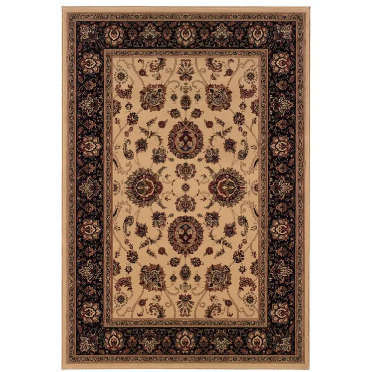 4' X 6' Black And Ivory Oriental Area Rug