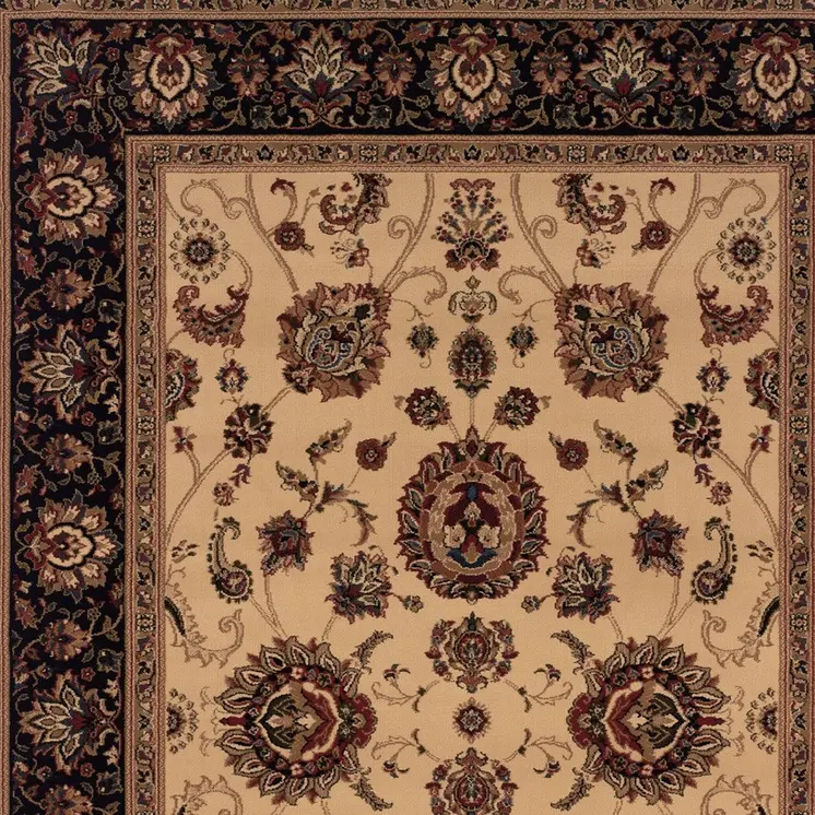 4' X 6' Black And Ivory Oriental Area Rug