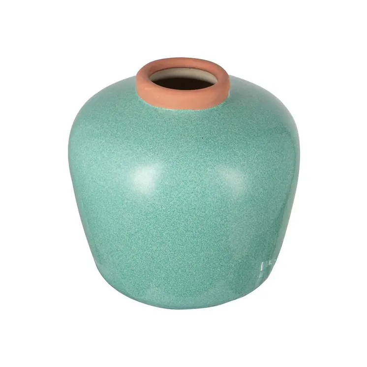 8" Brown Round Ceramic Table Vase