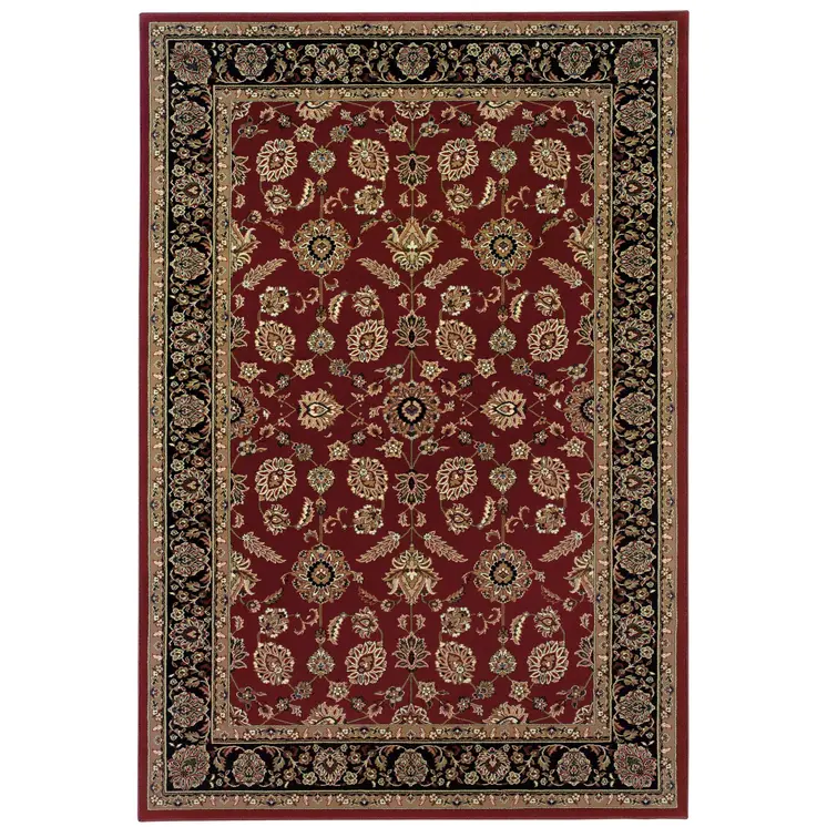 4' X 6' Red Black And Tan Oriental Area Rug