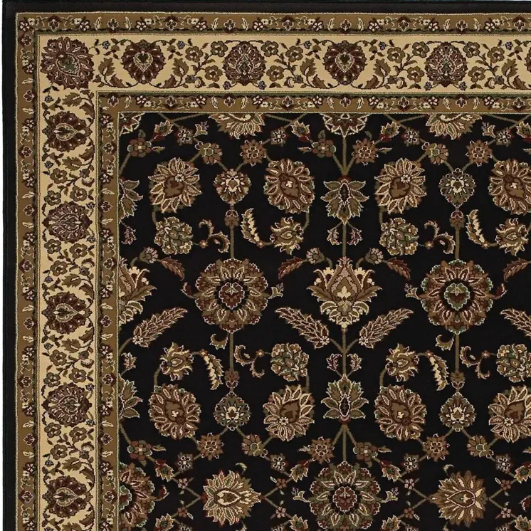 4' X 6' Brown Ivory And Black Oriental Area Rug