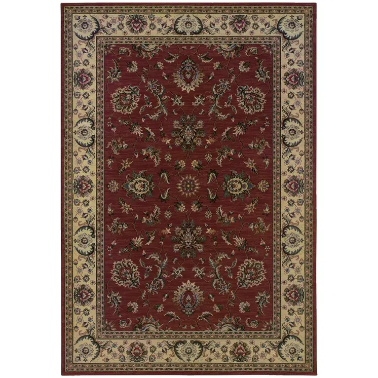 4' X 6' Red Ivory And Black Oriental Area Rug