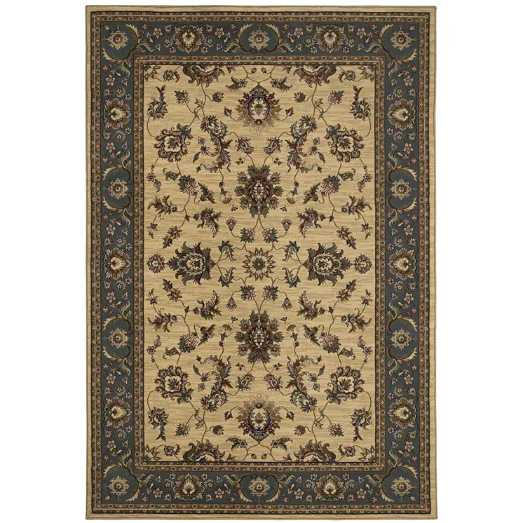 4' X 6' Ivory Light Blue And Brown Oriental Area Rug