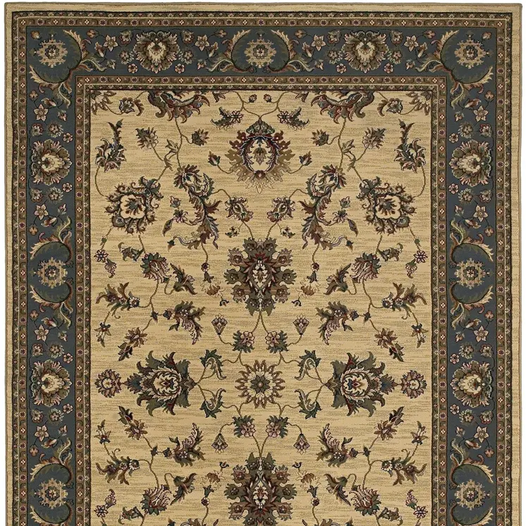 4' X 6' Ivory Light Blue And Brown Oriental Area Rug